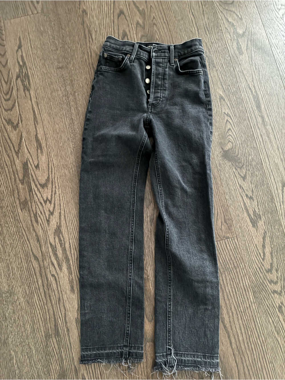 Denim Forum Black High-Rise ARLO Straight Jeans